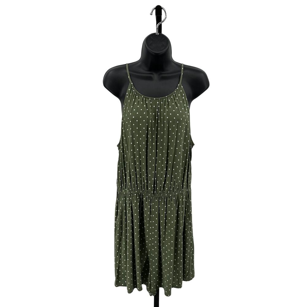 Old Navy Romper WMNS L Green/White Polka Dot S/551851-03 Sleeveless Scoop Neck